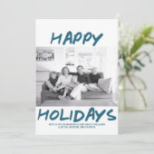 Carte photo tendance de Joyeux Vacances | Bleu (Debout devant)