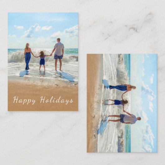 Carte Photo Texte Personnalisée Joyeuses Vacances (Devant / Derrière)
