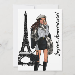 Carte Photo Tour Eiffel Chic, Anniversaire tendance de P