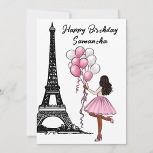 Carte Photo Tour Eiffel Chic, Ballons Paris Anniversaire