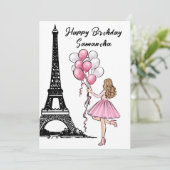 Carte Photo Tour Eiffel Chic, Ballons Paris Anniversaire (Debout devant)