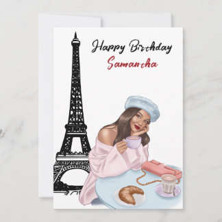 Carte Photo Tour Eiffel Chic, Ballons Paris Anniversaire