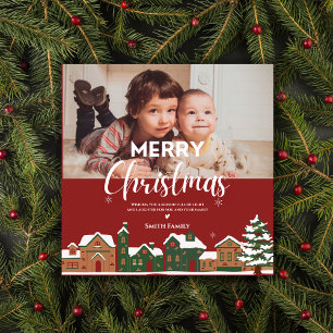 Carte Photo traditionnelle de Noël Rouge personnalisée