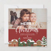 Carte Photo traditionnelle de Noël Rouge personnalisée (Devant)