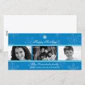 Carte photo triptyque Blue Snowflake (Devant / Derrière)