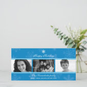 Carte photo triptyque Blue Snowflake (Debout devant)