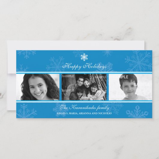 Carte photo triptyque Blue Snowflake (Devant)