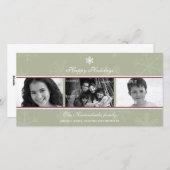 Carte photo Triptyque Flocon de neige Sage (Devant / Derrière)