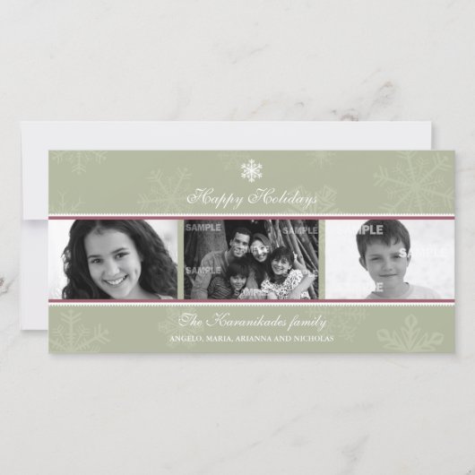 Carte photo Triptyque Sage flocon de neige (Devant)