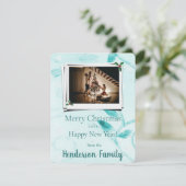 Carte photo turquoise Feuille Appartement (Debout devant)