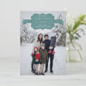 Carte photo turquoise moderne et simple de Noël (Debout devant)