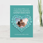 Carte photo turquoise pour les 11 ans de mariage d (Devant)