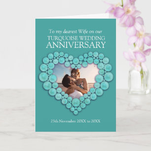 Carte photo turquoise pour les 11 ans de mariage d