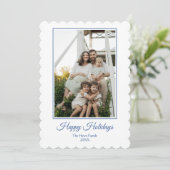 Carte Photo Une Fois Blue Bow Joyeuses Fêtes Prépa (Debout devant)