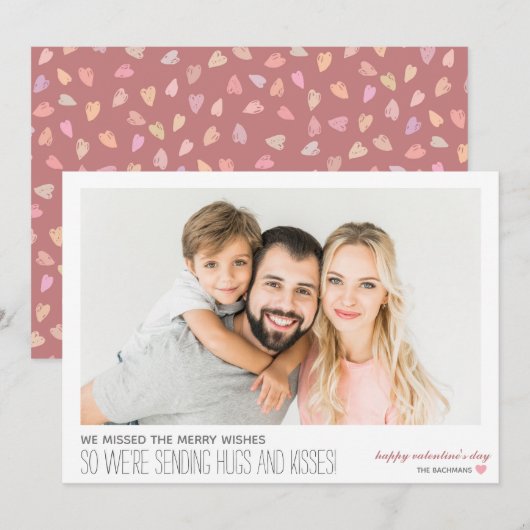 Carte photo Valentine Hugs et Baisers (Devant / Derrière)