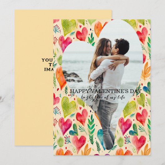 Carte photo Valentines personnalisées (Devant / Derrière)