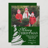 Carte photo vert et argenté de vacances d'arbre de (Devant / Derrière)