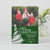 Carte photo vert et argenté de vacances d'arbre de (Debout devant)