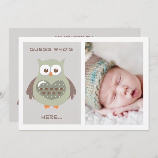 CARTE PHOTO VERT MIGNON DE FAIRE-PART DE BÉBÉ DE (Devant / Derrière)