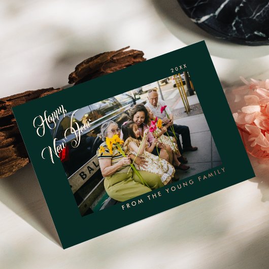 Carte photo verte minimaliste moderne 2026