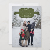 Carte photo verte moderne et simple de Noël (Devant)