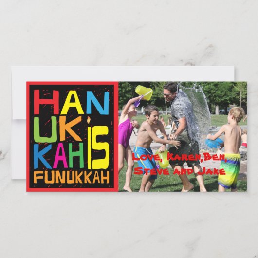 Carte photo/vierge de Hanoukka "Hanukkah est Funuk (Devant)