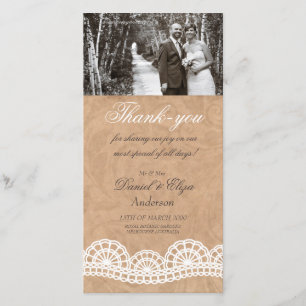 Carte photo vintage de Merci de mariage de