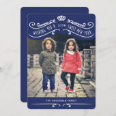 Carte photo vintage juive de bonne année – Bleu (Devant / Derrière)