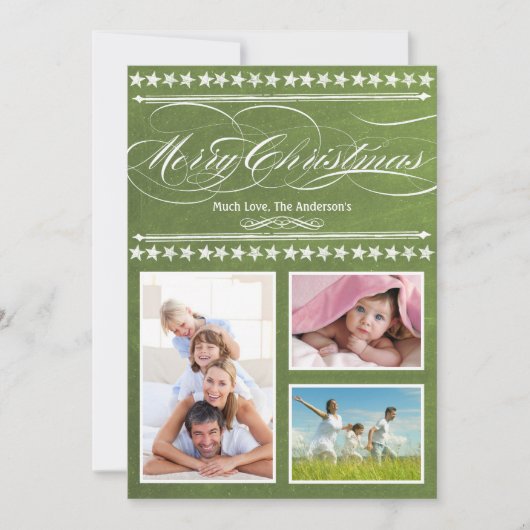 Carte photo vintage moderne Green Chalkboard (Devant)