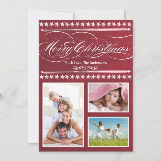 Carte photo vintage moderne Red Chalkboard (Devant)