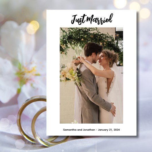 Carte photo White Just Married