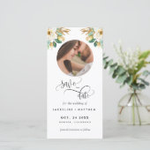 Carte Photo White Mustard Wedding Save The Date Signet (Debout devant)