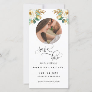 Carte Photo White Mustard Wedding Save The Date Signet