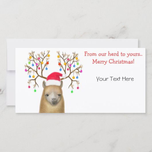 Carte photo Xmas Alpaca personnalisable (Devant)