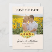 Carte Photo Yellow Sunflowers Wedding Script (Devant)
