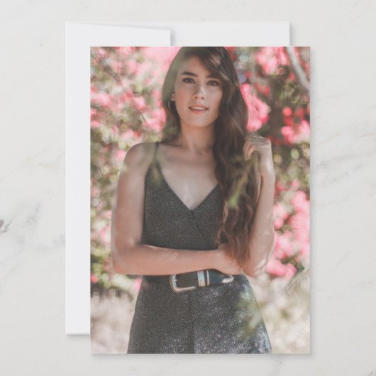 carte photo zephyr bleu à fleurs quinceanera (Dos)