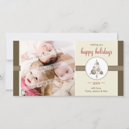 CARTE PHOTOCARD DE NOËL :: arbre à spotty moderne (Devant)