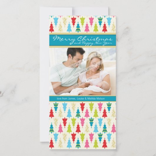 CARTE PHOTOCARD FAMILLE :: patternedxmastree 1P (Devant)