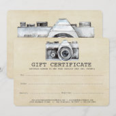 Carte Photographe professionnel Camera Certificat cadeau (Devant / Derrière)