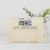 Carte Photographe professionnel Camera Certificat cadeau (Debout devant)