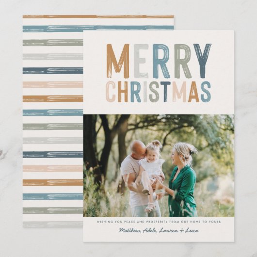 Carte Photographie colorée classique, Noël moderne (Devant / Derrière)