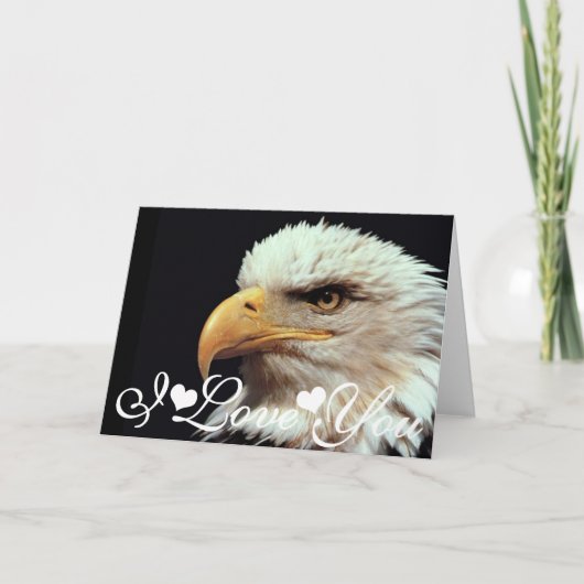 Carte Photographie d'aigle américain Image Je t'aime (Devant)