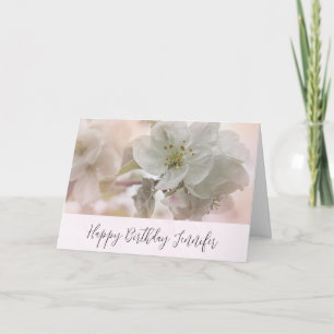 Carte Photographie d'anniversaire de Fleur de Pommier Bl