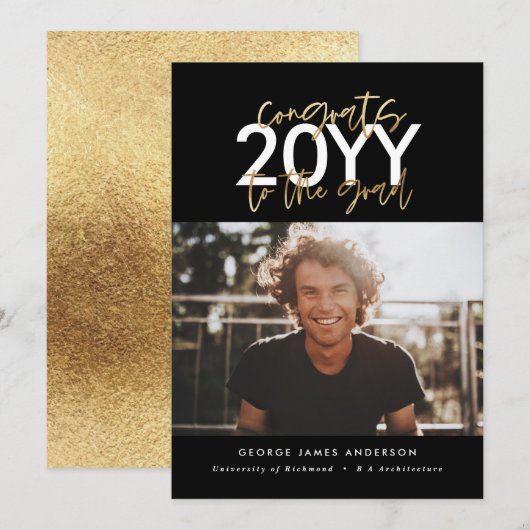 Carte Photographie de graduation de l'écriture moderne e (Devant / Derrière)