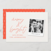 Carte Photographie de script moderne joyeuse & noël lumi (Devant / Derrière)