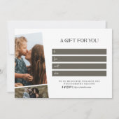 Carte Photographie photo moderne certificat cadeau (Dos)