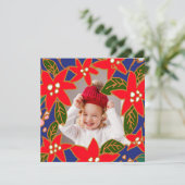 Carte Photographique Red Whimsical Poinsettias Hol (Debout devant)