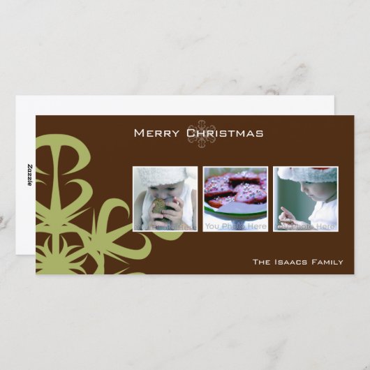 Carte photonique de Noël du flocon vert (Devant / Derrière)