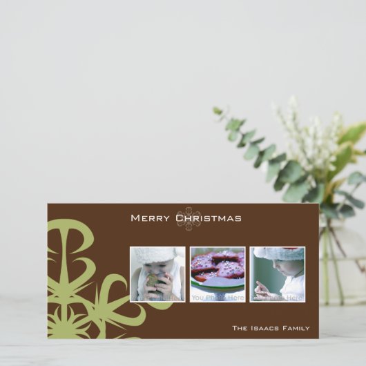 Carte photonique de Noël du flocon vert (Debout devant)