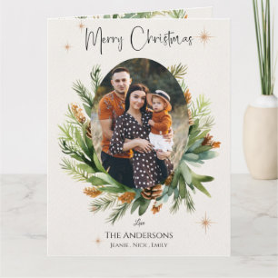 Carte Photos de famille multiples Feuilles verts Joyeux